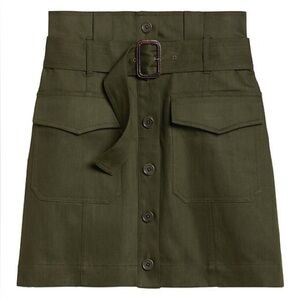 Banana Republic Heritage Paperbag Utility Skirt Mini Olive Green 2 Petite NEW